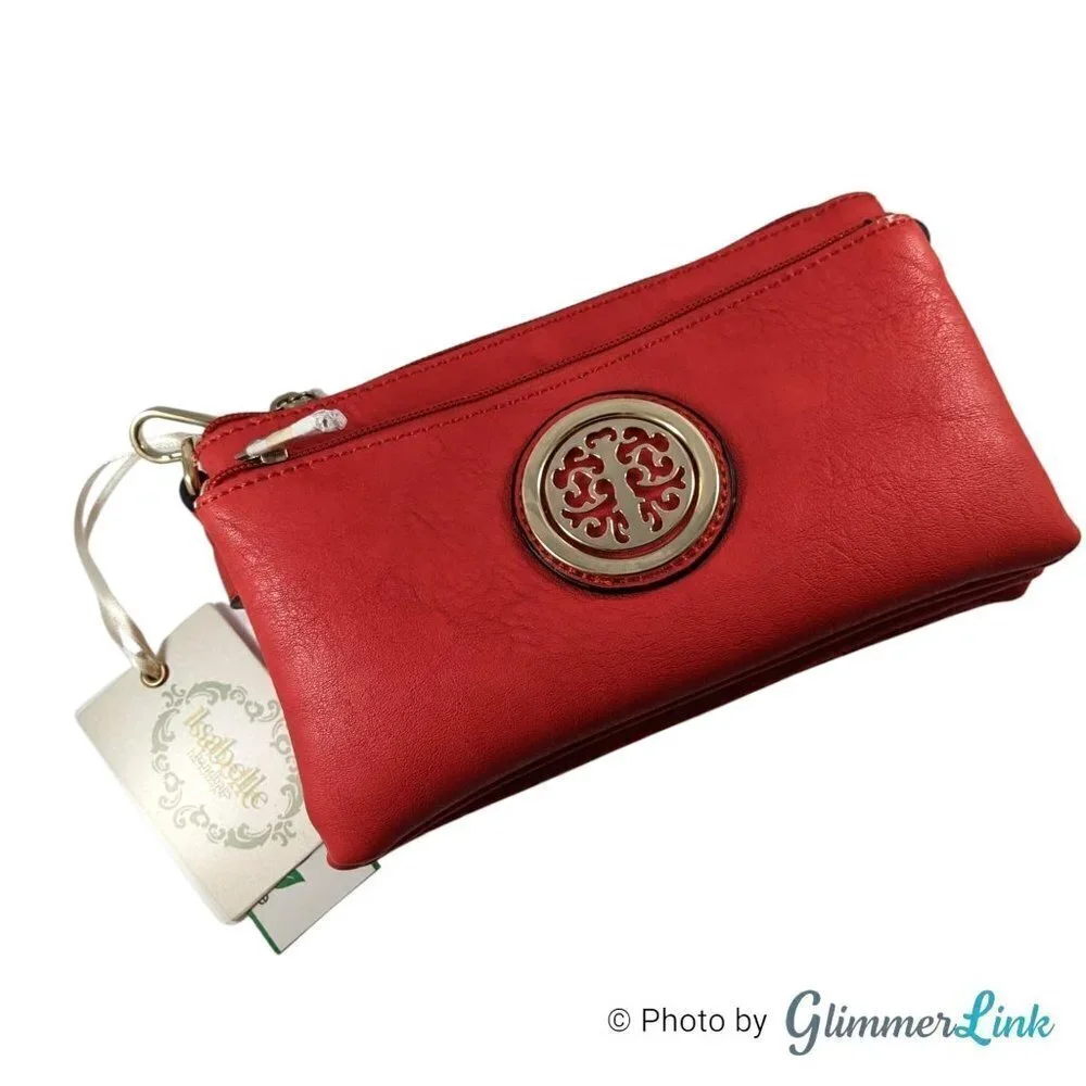 NWT Isabelle Red Vegan Crossbody Clutch Bag - Picture 6 of 14